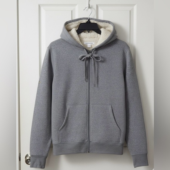 Gray Hooded Jacket with Cream fleece Lining - Picture 3 of 3